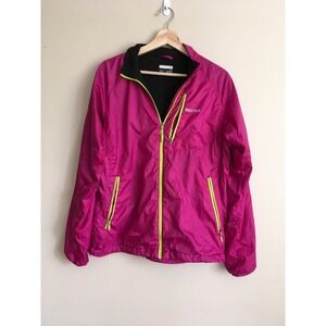 Marmot Womens Magenta Pink Neon Zip Windbreaker Jacket Large Lightweight